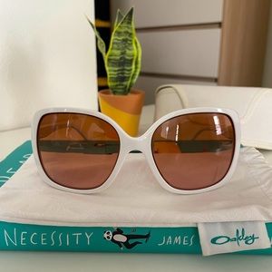 Oakley Sunglasses White Frames Pink/Orange Lenses